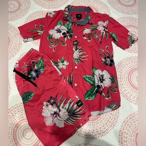 Vans boys button up and swim trunks